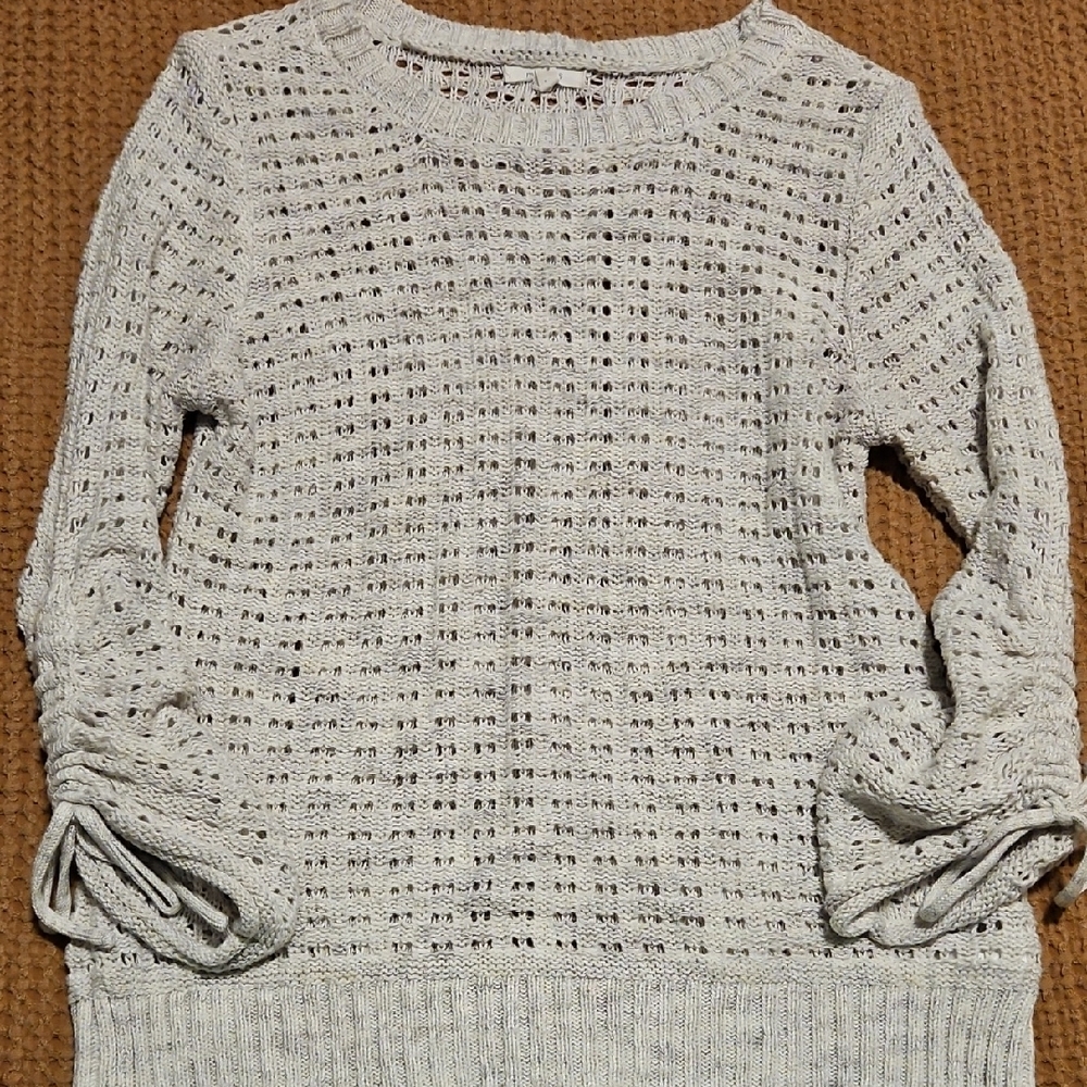 Maurices Light Gray Open Knit Scoop Neck Sweater